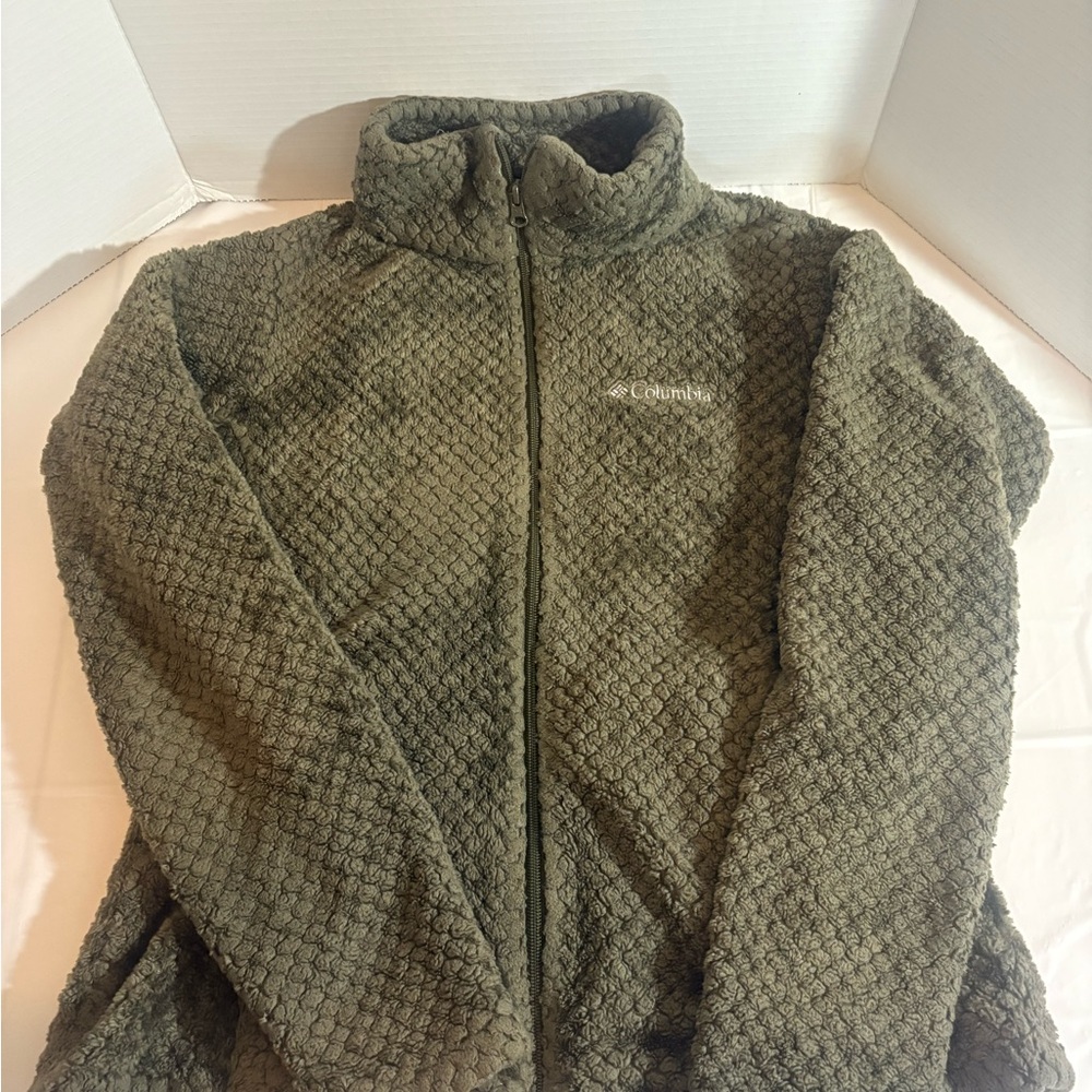 Columbia Textured Forest Green Fleece Jacket